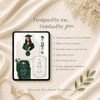 Editable Canva graduation website template with customizable colors, photos, and text.
