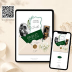 Mobile view of Emerald Green Save The Date Wedding Website template