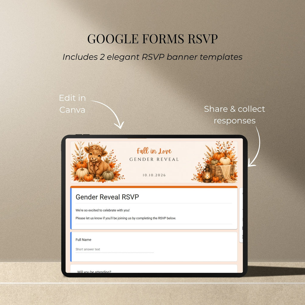 Gender reveal RSVP website with integrated online guest response collection.