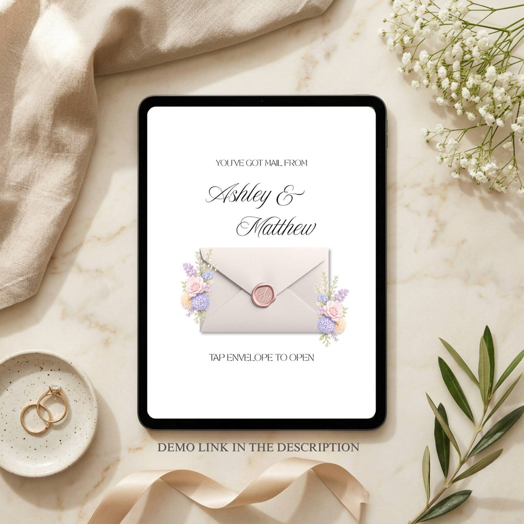 Complete pastel floral Canva wedding website template with RSVP form