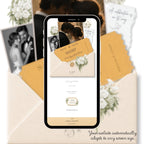 Save the date wedding website shown on smartphone with responsive layout