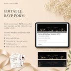 Formal black tie wedding website template with luxury editorial styling