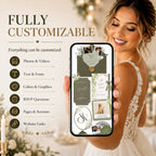 Fully customizable Canva wedding website template with editable photos, text, colors, RSVP forms, pages, and website links.