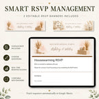 Housewarming RSVP website with integrated online guest response collection.