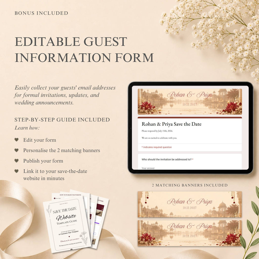 Save the date RSVP website with integrated online guest response collection.