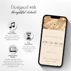 Interactive wedding website with custom music player, live countdown and detailed Canva setup guide.