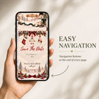 Mobile-friendly Christmas baby shower website with easy navigation buttons for accessing invitation details and event information.