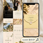 Italian lemon wedding website invitation with elegant ivory design, venue details, music, countdown and online RSVP