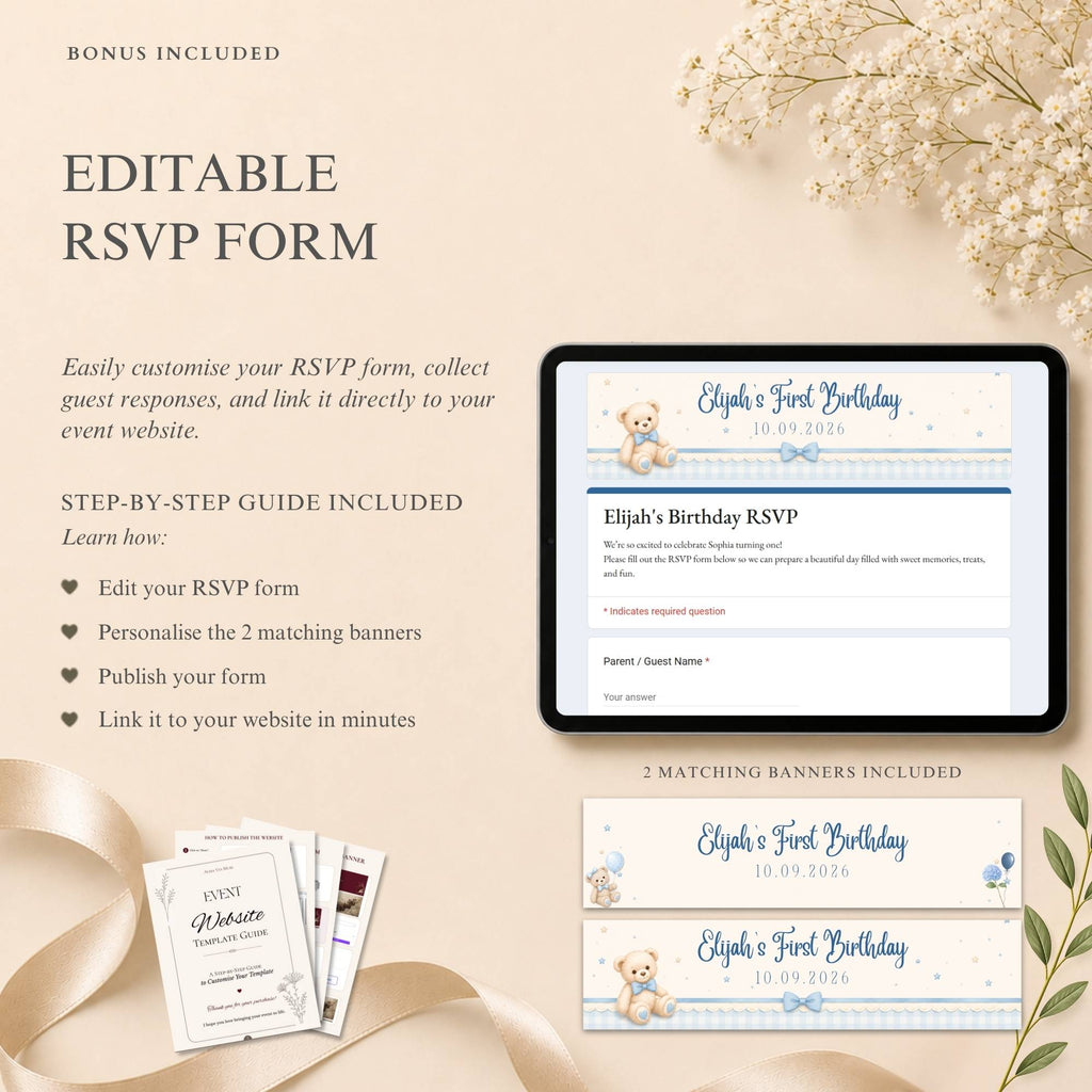 It's Fun to Be One birthday boy website with customizable RSVP form and guest response management.