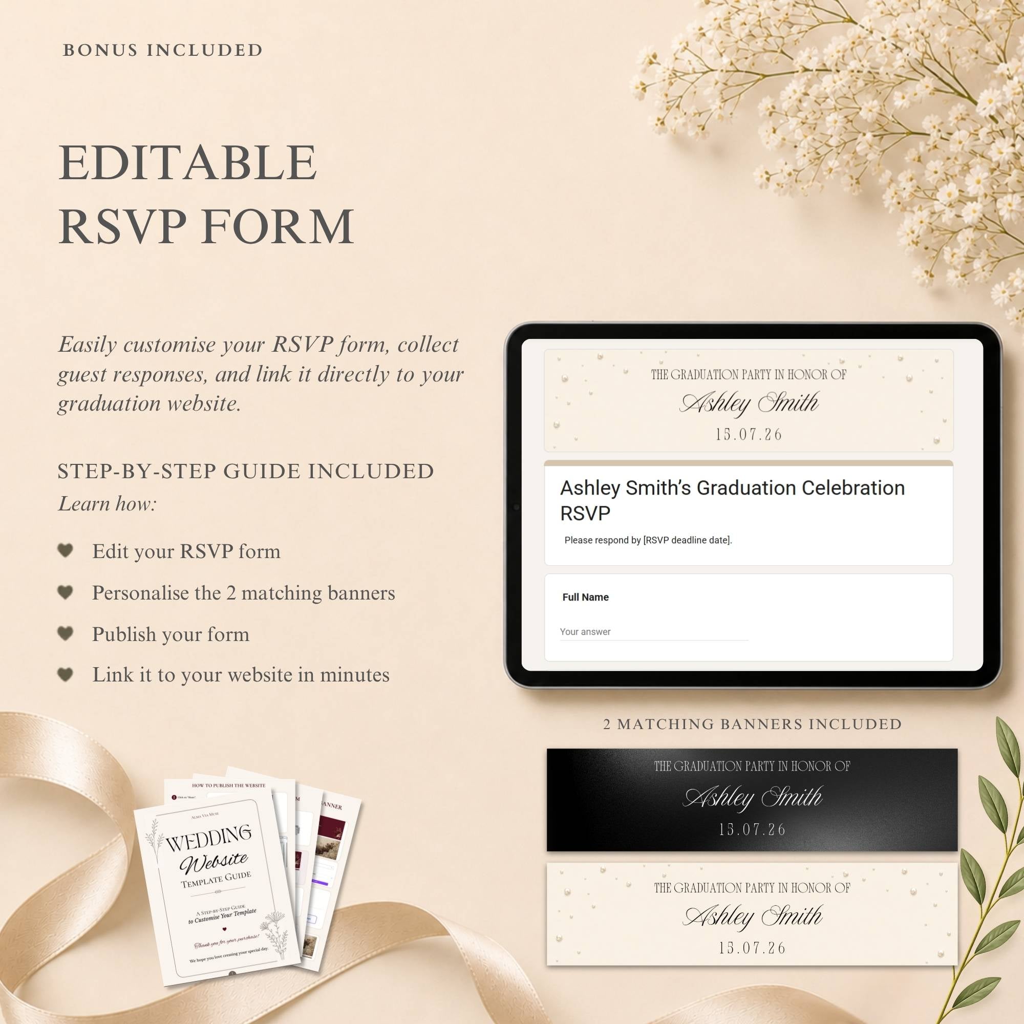 Graduation RSVP website with integrated online guest response collection.