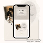 Fully editable Canva lace save the date wedding website customized with names, photos, and wedding details.