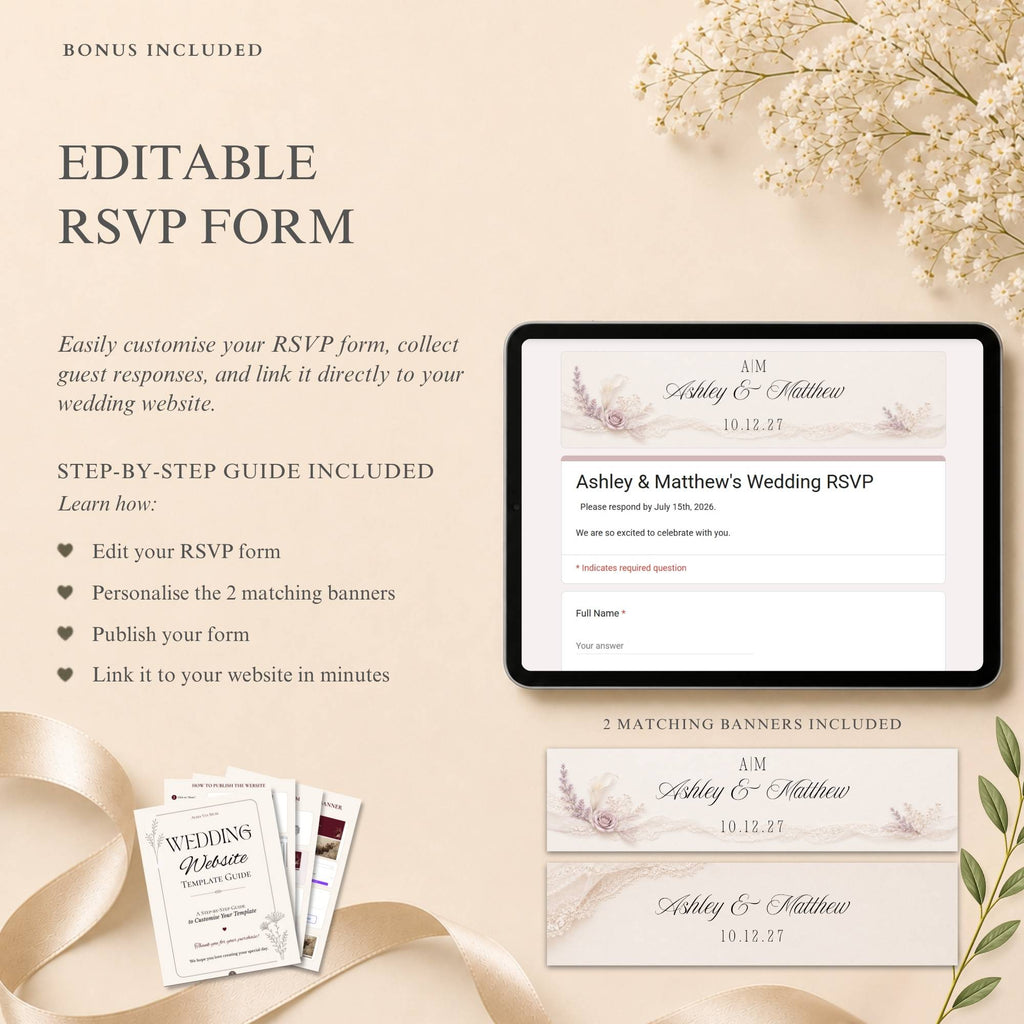 Wedding details page with ceremony reception and travel information