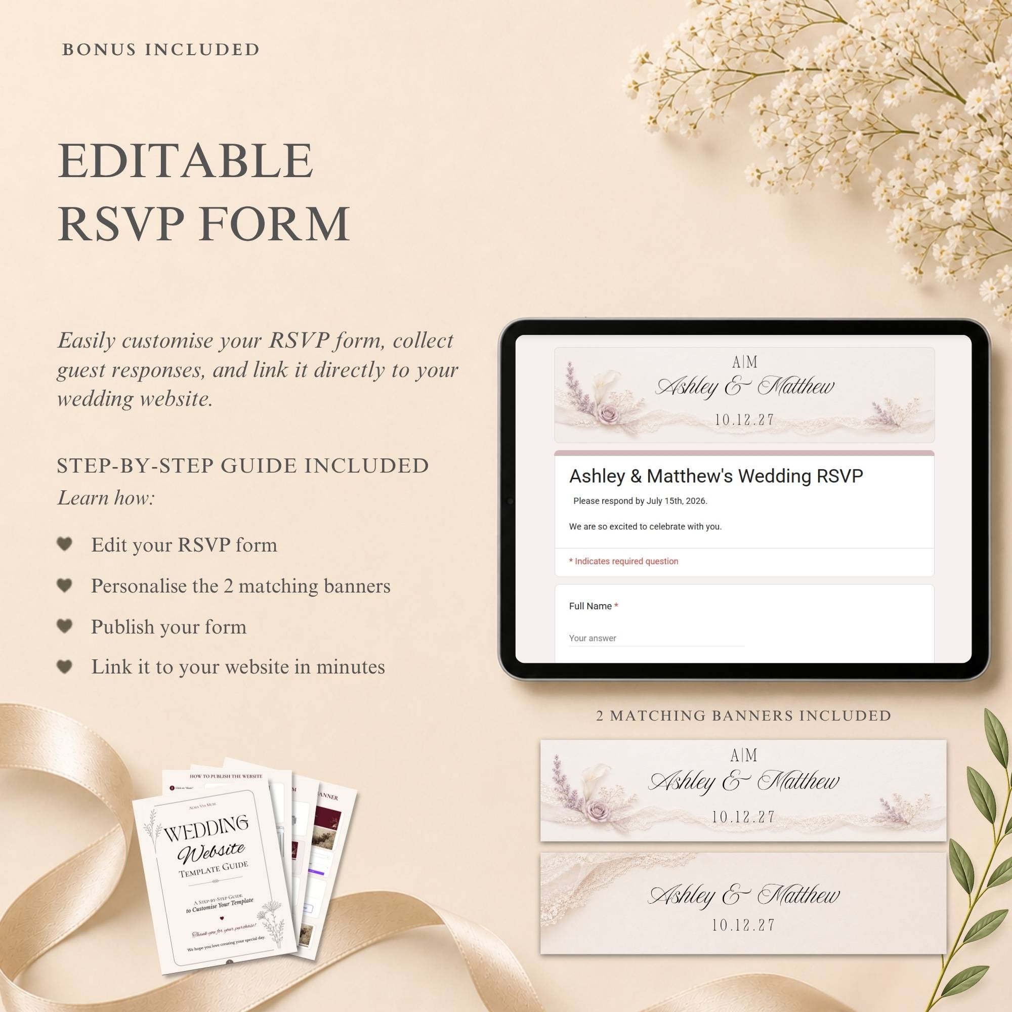 Wedding details page with ceremony reception and travel information