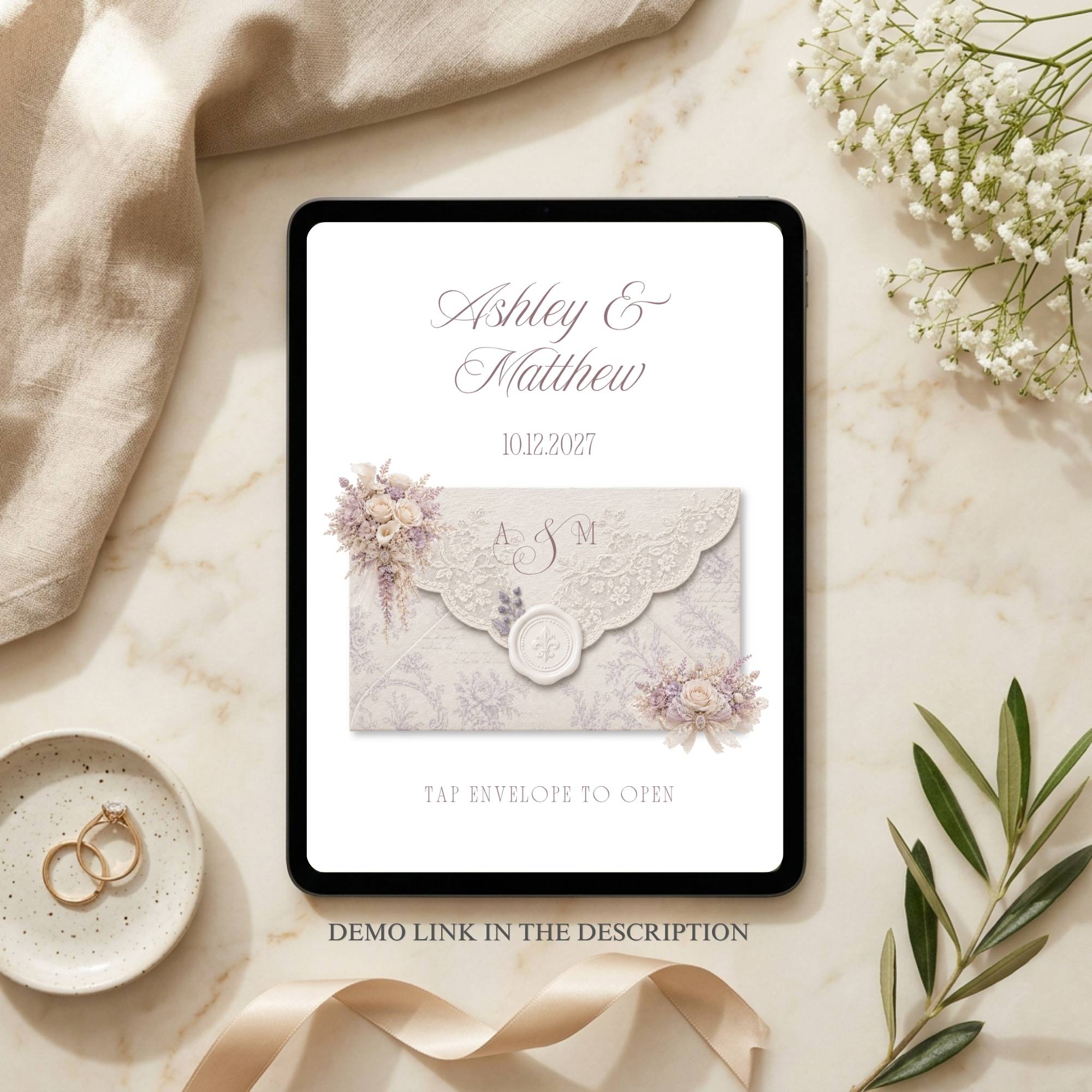 Google Forms RSVP template included with lace wedding website template