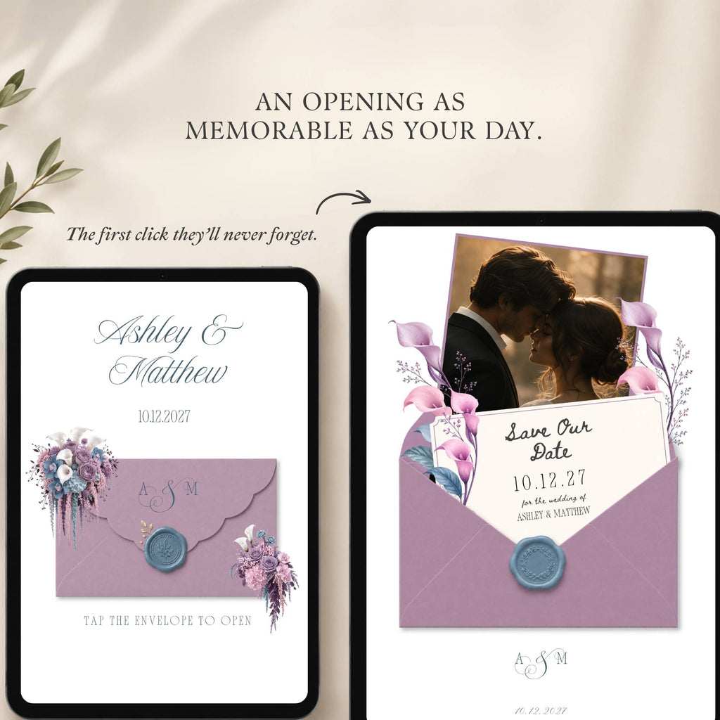 Lavender Save the Date Website, Editable Wedding Website Template with RSVP