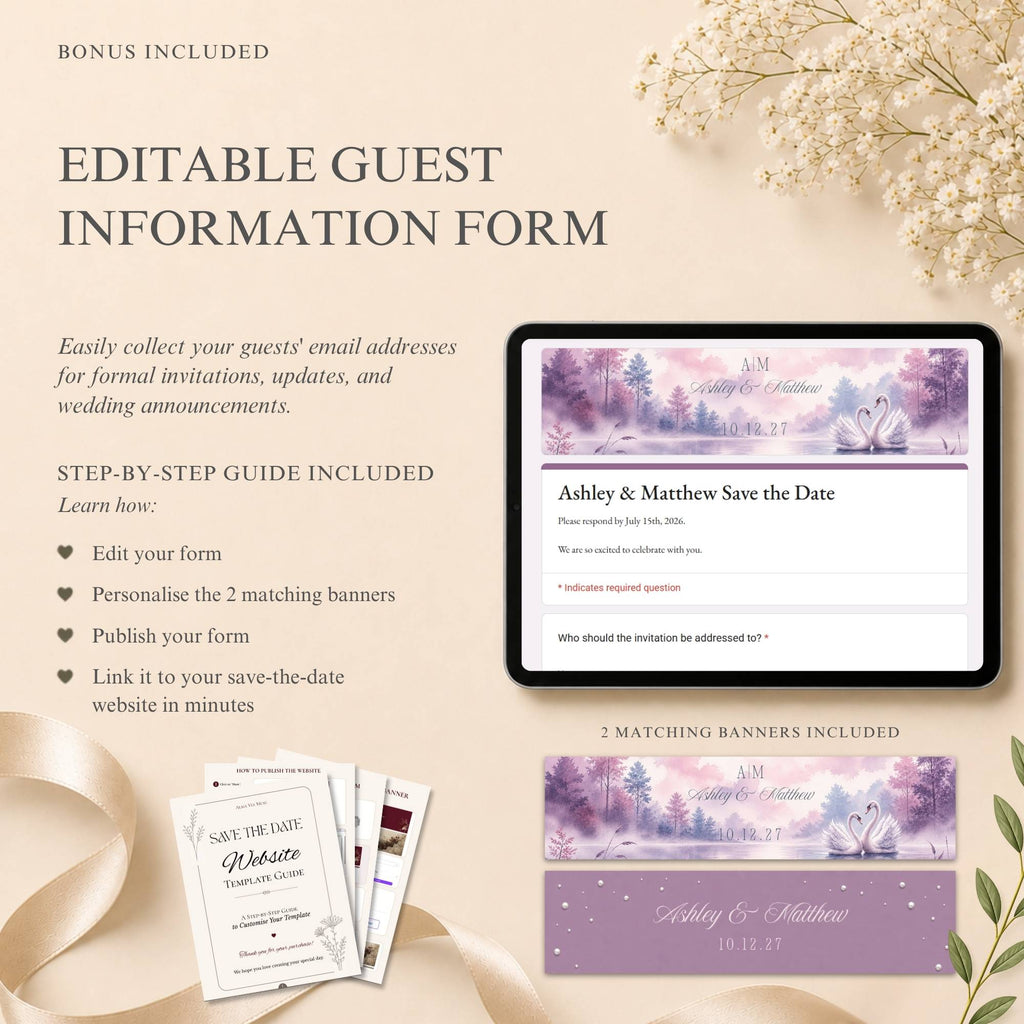 Wedding RSVP website with integrated online guest response collection.