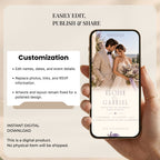 Fully editable lavender wedding website template with customisable names, wedding date, photos, fonts, colours, links and RSVP details.