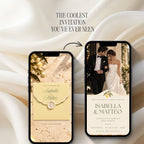 Lemon wedding invitation with interactive envelope opening, elegant ivory styling and Mediterranean botanical details.