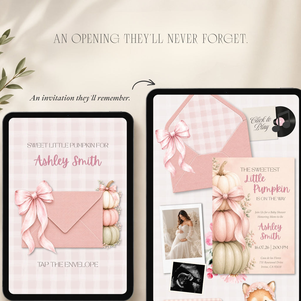 Fully editable Little Pumpkin baby shower website template designed in Canva.