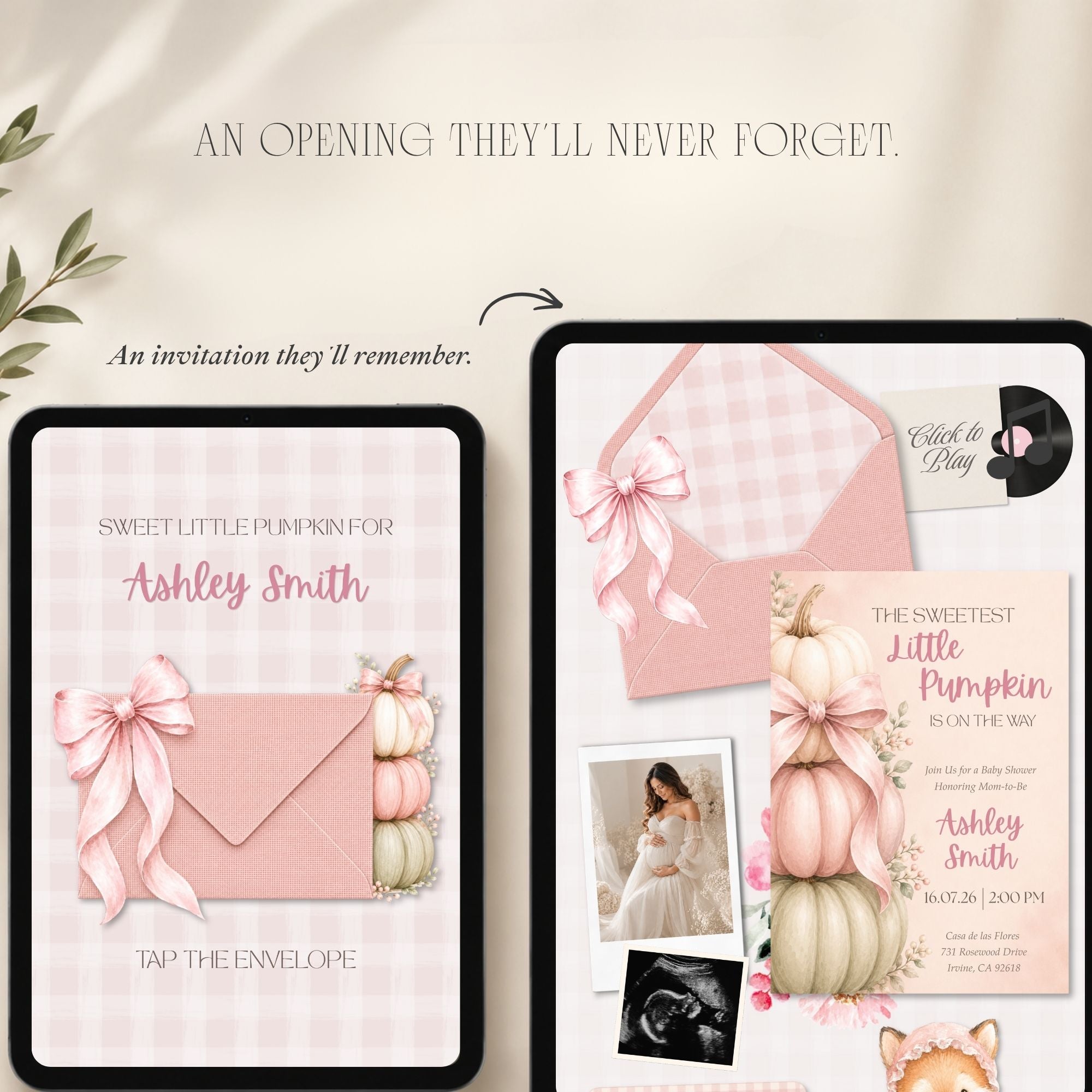 Fully editable Little Pumpkin baby shower website template designed in Canva.