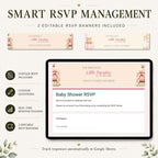 Baby shower RSVP website with integrated online guest response collection.
