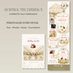 Baby shower website template including homepage, RSVP page, registry, countdown, and event details.