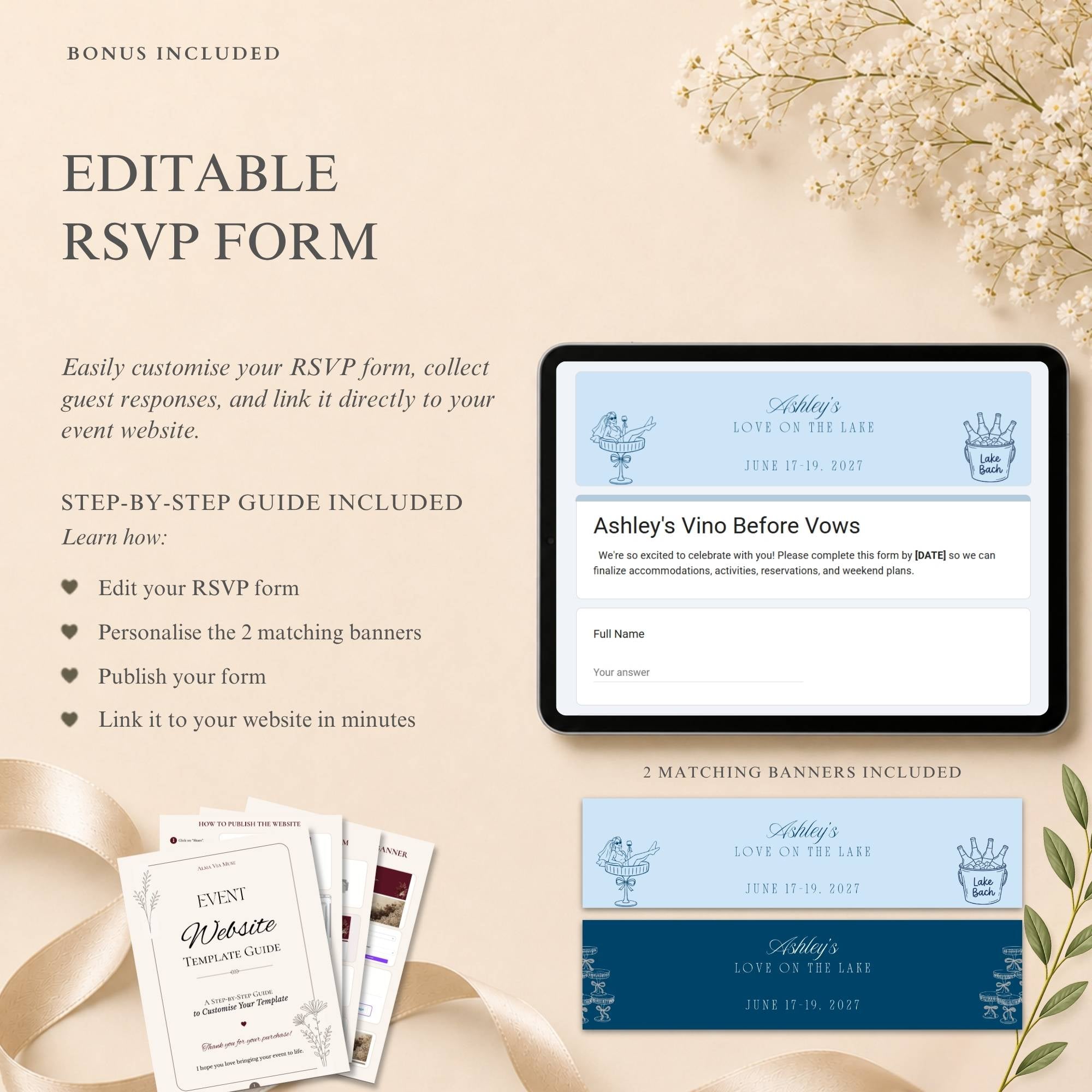 RSVP management page allowing guests to respond online through the bachelorette website.