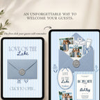 Detailed guide showing how to customize the Love on the Lake bachelorette website template in Canva.