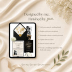 Luxury destination wedding website template with passport opening experience and RSVP form.