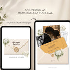 Champagne floral wedding save the date website with elegant digital invitation style