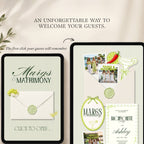 Detailed guide showing everything included in the Margs and Matrimony Canva bachelorette website template.