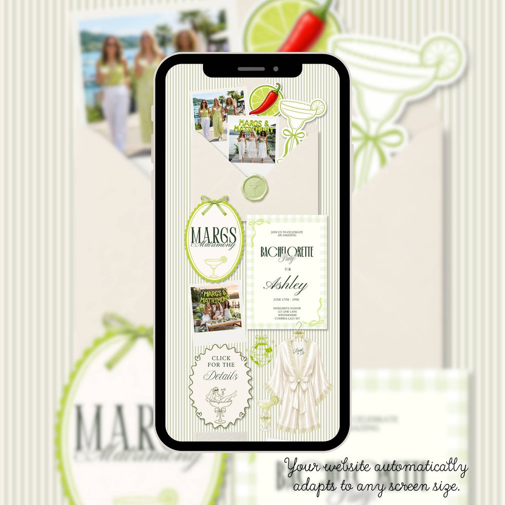 Easy-to-navigate bachelorette website design allowing guests to quickly access event information and RSVP.