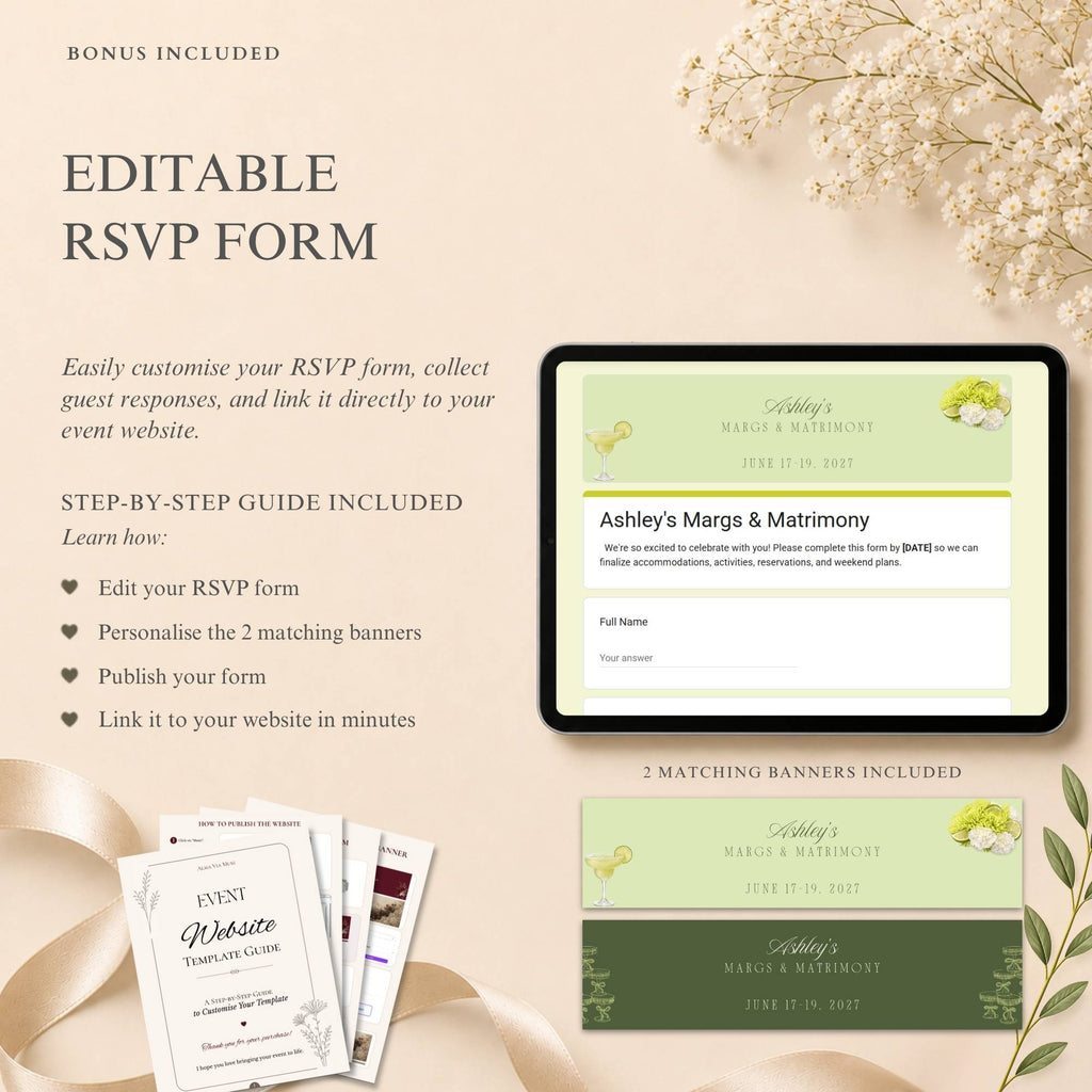 RSVP management page designed to collect guest responses and event attendance online.