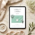 Google Forms RSVP template included with mint green wedding website template