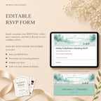 Wedding RSVP page template included with mint green wedding website