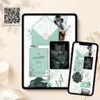 Mobile wedding website template with mint green calla lily floral design