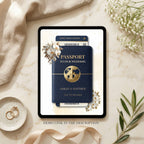 Complete preview of navy wedding website template with interactive pages and travel-inspired design.
