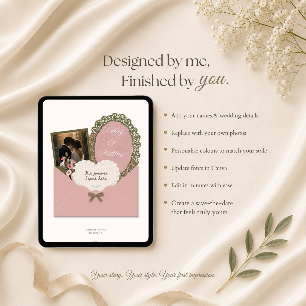 Editable guest information form included with matching banners for the save the date wedding website.