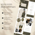 Interactive envelope opening page for olive green wedding website template
