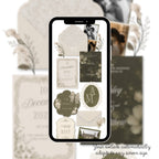 Love story page for olive green wedding website template editable in Canva