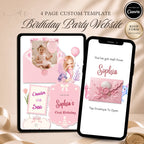 Oneder the Sea birthday website template with editable Canva design and RSVP form for a mermaid first birthday celebration.