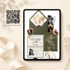 Mobile view of passport wedding website template with destination wedding theme