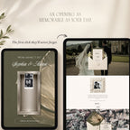 Opening homepage of the photo booth wedding website featuring the interactive invitation and photo booth.
