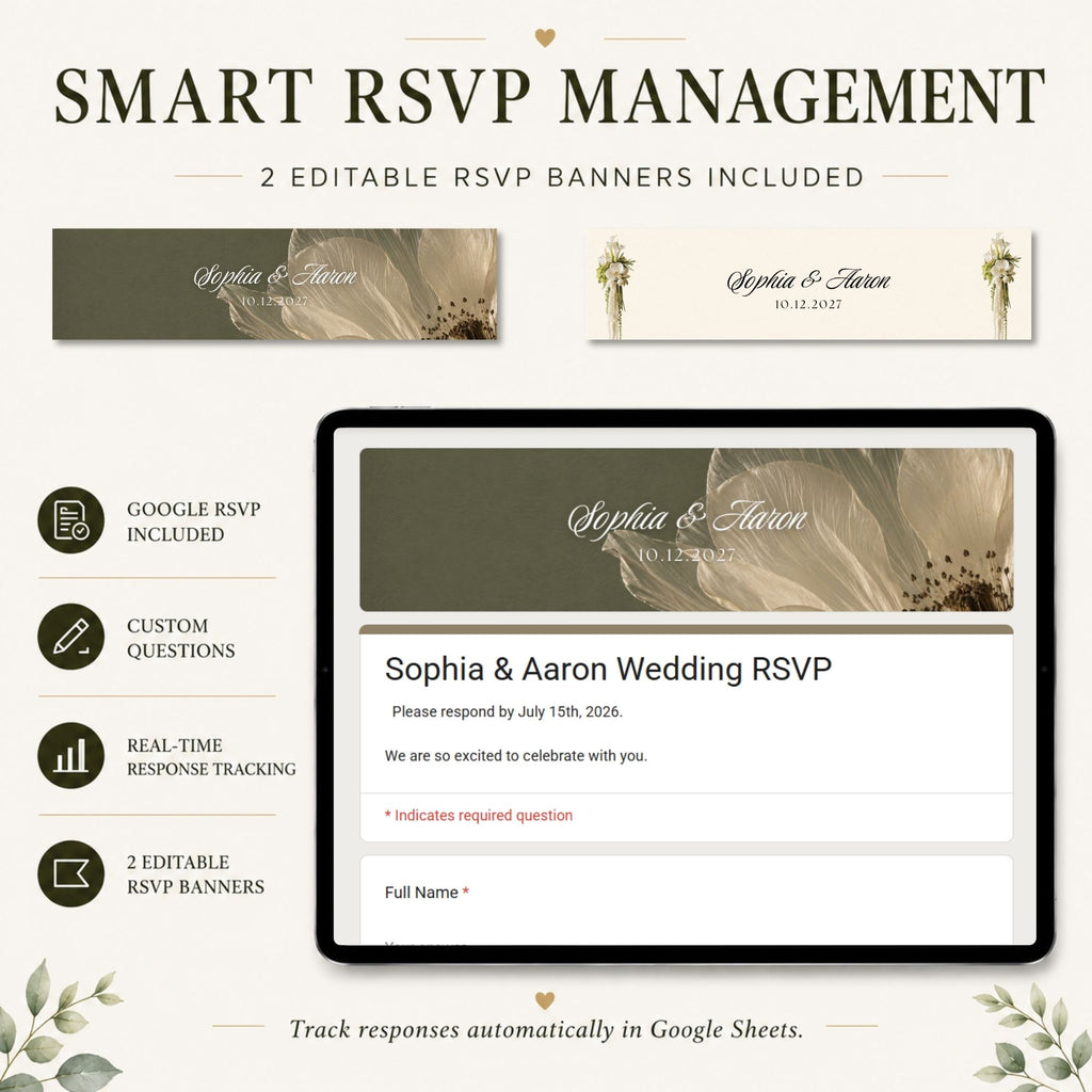 Wedding RSVP website with integrated online guest response collection.