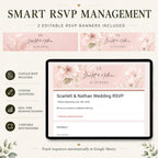 Online RSVP page for the pink wedding website template with guest response management.