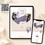 Mobile view of Purple Save The Date Wedding Website template