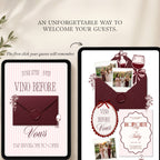 Detailed guide showing everything included in the Vino Before Vows Canva bachelorette website template.