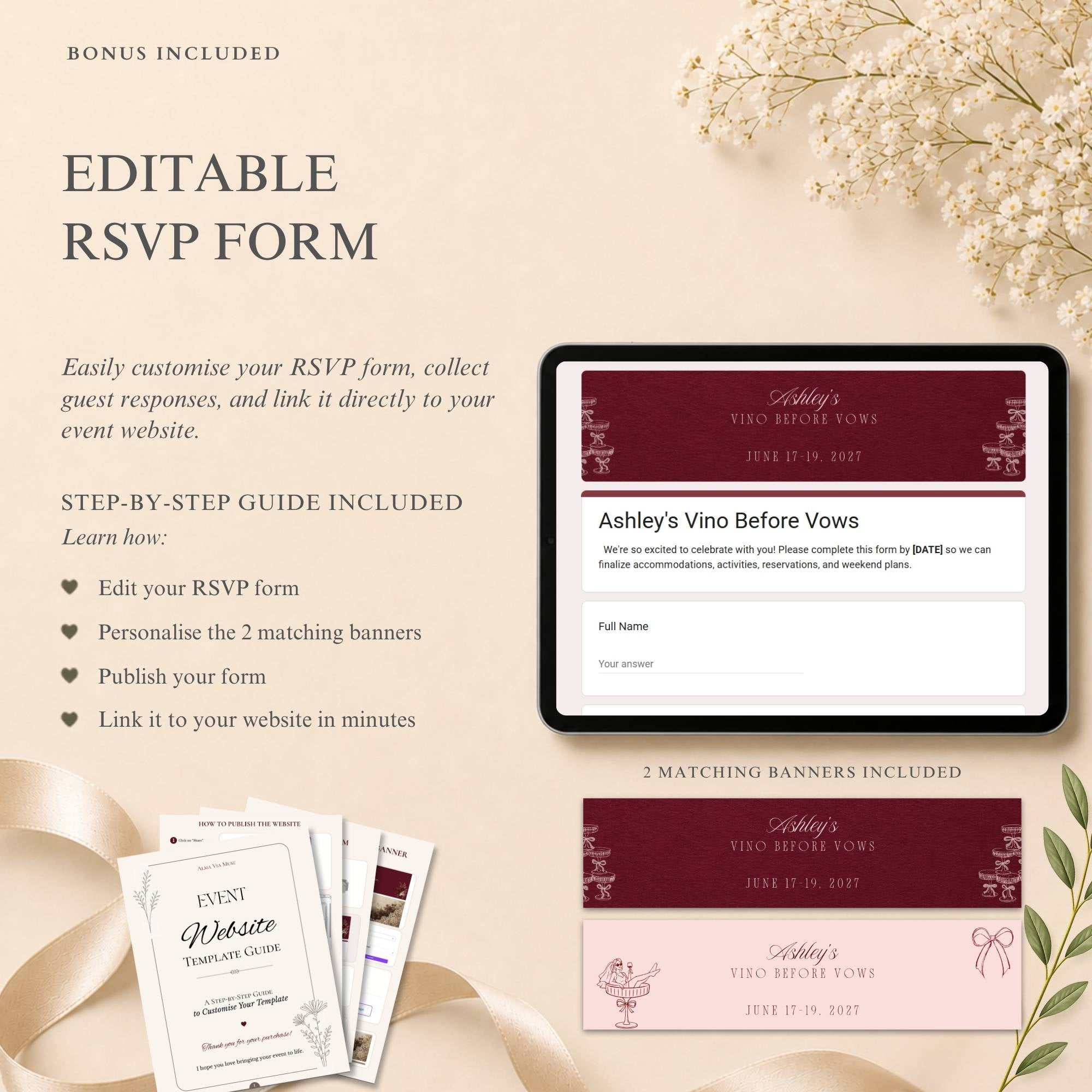 RSVP management page designed to collect guest responses and event attendance online.