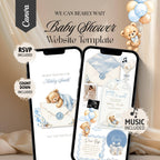 We Can Bearly Wait baby shower website template featuring an interactive baby shower website with RSVP.