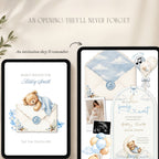 Fully editable We Can Bearly Wait baby shower website template designed in Canva.